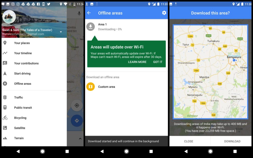 Features of Google Maps App offline maps